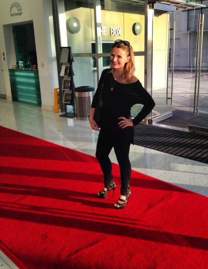 Walking the red carpet at the premiere of my short film, "Haggling."